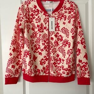 Econscious Red and Cream Floral Bomber Jacket